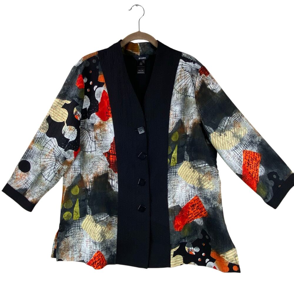 Ali Miles Art To Wear Lightweight Blouse Tunic Size L Boho Artsy